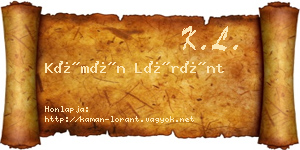 Kámán Lóránt névjegykártya