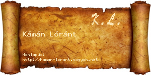 Kámán Lóránt névjegykártya