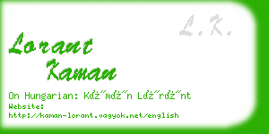 lorant kaman business card